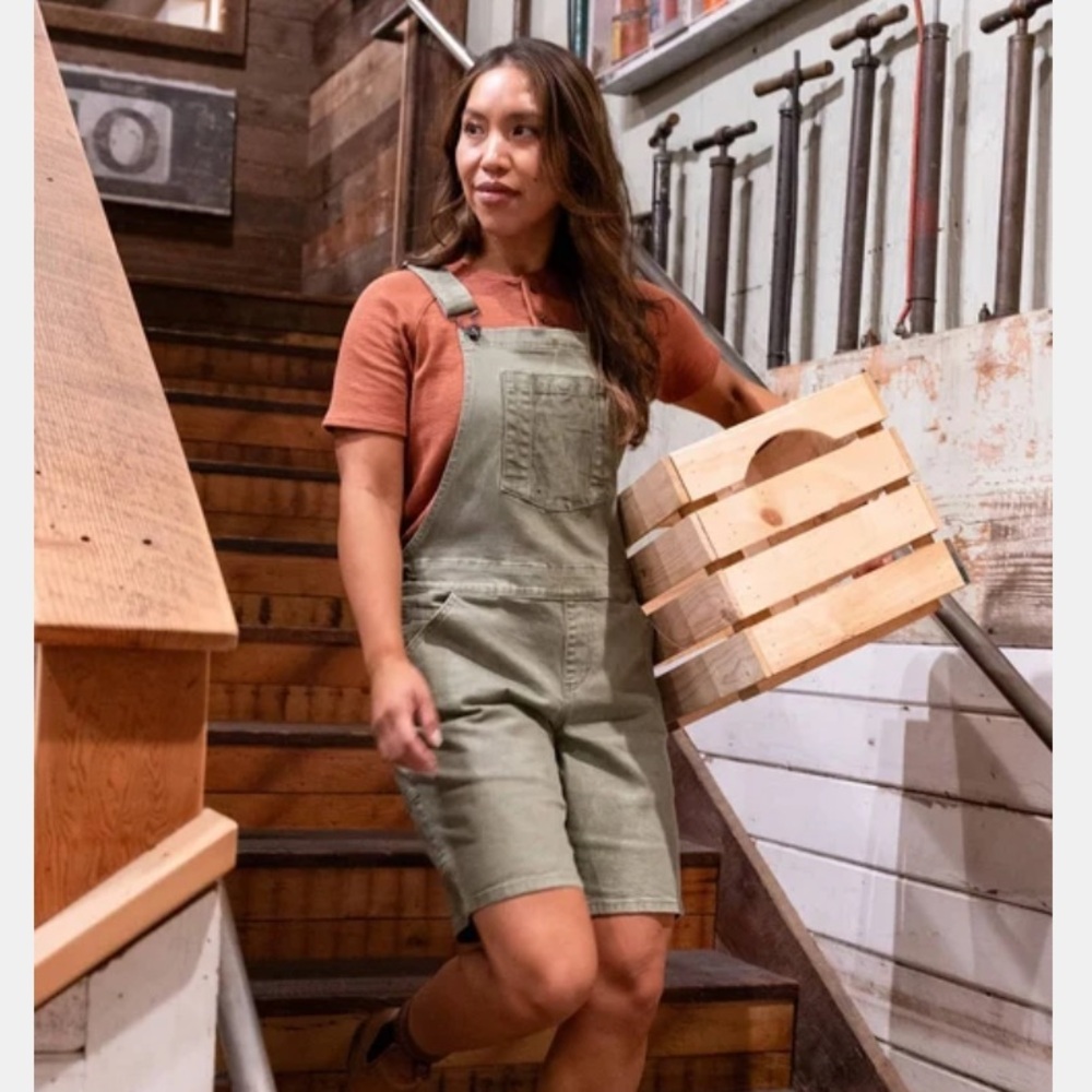 Dovetail Workwear Womens Utility Short Overalls Kelp Green Small
